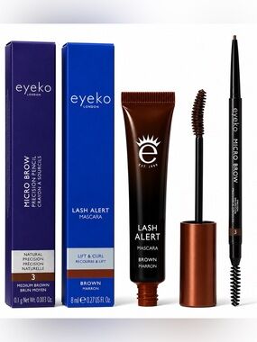 Eyeko London Brown Lash Alert Mascara+Micro Brow Precision Pencil 3 Bundle NEW✨